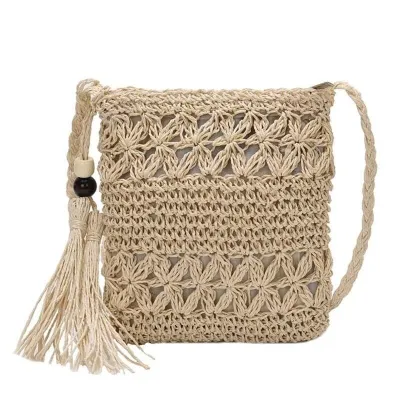 Casual Straw Bags For Women Womens Casual Handbags With Tassel Accents Beach Handbags For Women Straw Handbags For Women Hollow Crossbody Bags For Women