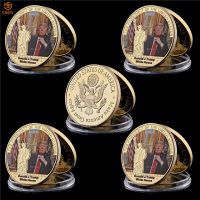 5PCS/Lot OUSA 45th President Red Tie Trump Silver/Gold Plated Metal Challenge Souvenir Coin Value