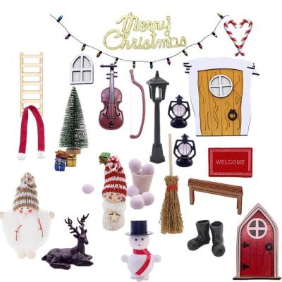 Christmas Fairy Door Merry Christmas Fairy Door Kit Christmas Accessories Fairy Door Mini Christmas Ornaments Outdoor Wooden Fairy Model Toy Crafts for Kids classic