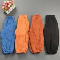 Childrens Clothing Summer Boys And Girls Cotton Pleated Loose Pants Girls Casual Solid Color Breathable Pants