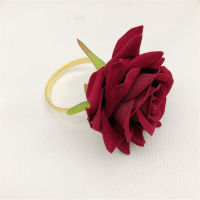 Party Gold Dinner Wedding Red Rose Shape Towel Table Decor Valentines Day Napkin Ring Napkin Holder