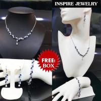 INSPIRE JEWELRY ชุดเซ็ทสร้อยคอไพลินสร้อยข้อไมือ พร้อมต่างหู แฟชั้นอินเทรนชั้นนำ งานจิวเวลลี่แบบร้านเพชร งานเกรดพรีเมี่ยม ดีไซด์ด้วยเพชรสวิส