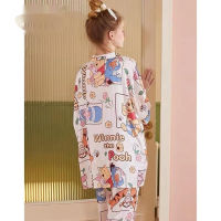 Spring And Autumn New Cartoon Pajamas Comfortable Loose Long Sleeve Womens Pajamas Printed Ice Silk Cool Feeling Pyjams Sets