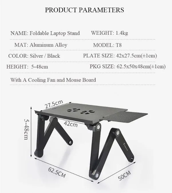 Table ergonomique pour pc portable avec tapis de souris -2