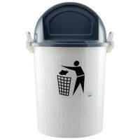 NBI ถังขยะ  กลมฝาสวิง MODERN MD10490 ขนาด 60 ลิตร สีขาว/ฝาสีเทา Trash Can  ที่ใส่ขยะ