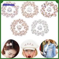 OVCHED SHOP 10PCS ตัดเย็บเสื้อผ้า เครื่องประดับหมวก รูปดอกไม้ คลิปหนีบหมวก กิ๊บติดผมไข่มุก กระดุมมุก ปุ่ม Rhinestone