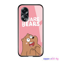 เคสโทรศัพท์พร้อมสำหรับ OPPO A58เคสลายการ์ตูน4G พร้อมเคสโทรศัพท์สำหรับเด็กผู้หญิงขอบนุ่มเคสมันวาวกระจกเทมเปอร์ฝาหลัง