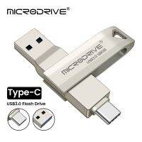 TYPE-C 2 In 1สำหรับ USB โทรศัพท์มือถือ3.0แฟลชไดร์ฟ64GB หน่วยความจำสีดำหมุนได้128GB 256GB ไดร์ฟปากกา Pendrive U Disk