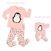 ZZOOI Fashion Matching Girls&amp;Dolls Penguin Christmas Pajamas Kids Cotton Sleepwear for 18 doll Pyjamas Pijamas Kids Pijama Menino