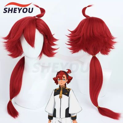 Suletta Mercury Cosplay Wig Mobile Suit Gundam: The Witch From Mercury Long Red Heat Resistant Synthetic Hair Wigs + Wig Cap