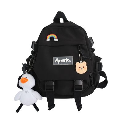 EST Solid Color Cute Girls Multi-function Small Backpack For Women Mini Bag School Kawaii Shoulders Rucksack Mochila Mujer
