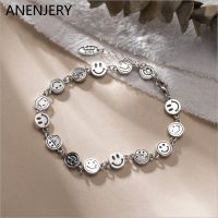 【When the flowers bloom】 ANENJERY Silver Color Mutil Smiling FaceFor WoomenChainSilverFor Best Friend Gift