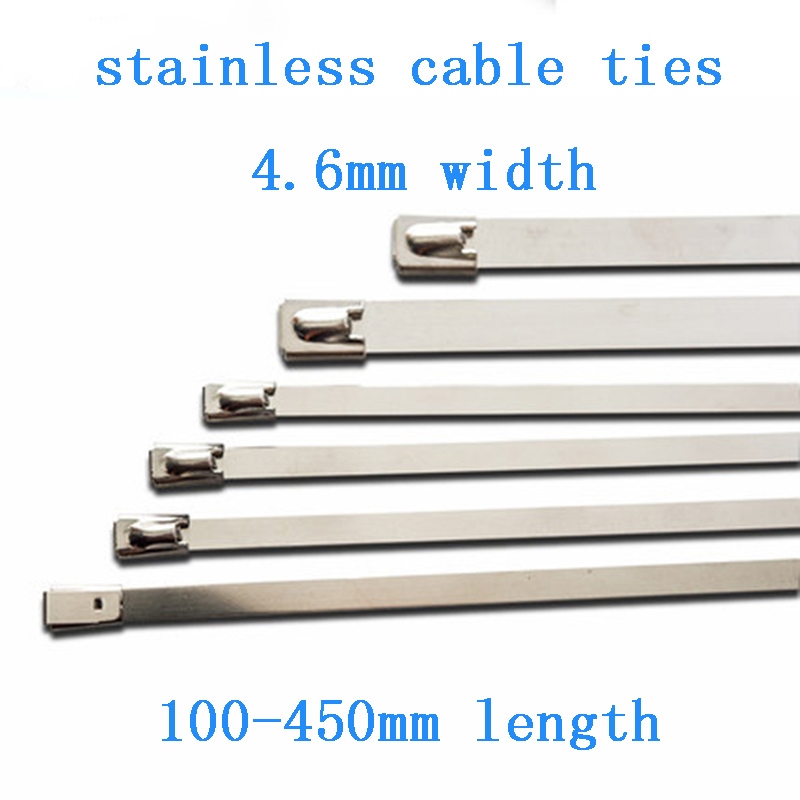 10PCS 4.6mmx300mm Stainless Steel Cable Pipe Tie Hoop Clamp 