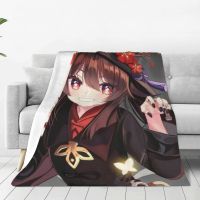 Hu Tao Genshin Impact Velvet Throw Blanket cute waifu game anime Blanket for Home Bedroom Warm Bedroom Quilt
