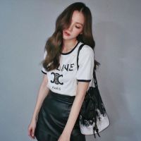 P014-012 PIMNADACLOSET - Crewneck Short Sleeve High  Waist Slit Short Skirt Set