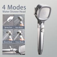 ✤ 4 Modes High Pressure Shower Head With Switch On Off Button Sprayer Water Saving Adjustable Shower Nozzle Filter For Bathroom