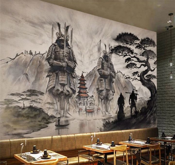 2023-new-shang815558-วอลล์เปเปอร์ที่กำหนดเอง-xuesu-3d-บรรยากาศจิตรกรรมฝาผนังซามูไรอูกิร้านอาหารที่สร้างสรรค์กำแพงฉากหลังจีน