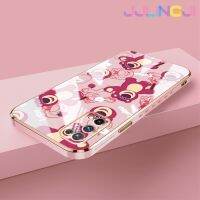 Jjlingji เคสสำหรับ Realme X7 X7 Pro 4G X7 Pro 5G เคสลายหมีสตรอเบอร์รี่เคสซิลิโคนเคลือบด้านข้างแบบดีไซน์ใหม่ฝาปิดเลนส์กล้องกล่องกันกระแทกกันกระแทกเต็มรูปแบบ