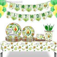 Summer Tropical Fruit Energy Avocado Birthday Party Disposable Tableware Sets Plate Hanging Banner Baby Shower Party Decorations