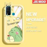 เคส JIUMOO สำหรับ VIVO Y30เคส Y50 Y30i ลายการ์ตูนเคสโทรศัพท์แบบใสนิ่มสีสันสดใสมอนสเตอร์น่ารักน่ารักมีโบว์แฟชั่นที่คลุมป้องกันเลนส์กล้องปิศาจน้อยเคสซิลิโคนใสกันกระแทก