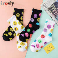 Women Socks Smiley Print Cute Korea Fashion Comfortable Spring Autumn Cotton Kawaii Smile Face Funny Happy Sock