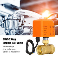 DN25 2 Way 2 Wire บอลวาล์วไฟฟ้าปกติปิดทองเหลืองบอลวาล์วสากล DC12‑24V