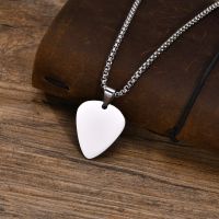 ¤☏┋ New Trendy Guitar Pick Necklace for Men Boys Waterproof Stainless Steel Guitar Picks Pendant Collar Music-lovers Band Jewelry