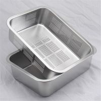 304 tray stainless steel leak plate with hole Mesh Strainer Colander wash vegetable basin drying water hole filter basin lid