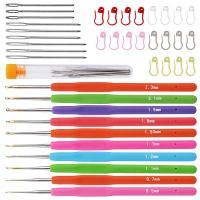 ₪❅❈ KRABALL 10Pcs Knitting Crochet Hook Set With Steel Needles Markers Weave Sweater DIY Hand Craft Yarn Sewing Tools Random Color