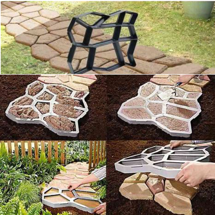 PATH MAKER- DIY Concrete Pathway Molds Cement Floor Molder Stone Garden ...