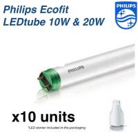 (SET 10หลอด )หลอดไฟ LED ฟิลลิป์ EcoFit T8 20W(36W) 1200mm. 2100 lumen (Day light ) 10 หลอด ประกัน1ปี  ส่งฟรีพร้อมใบกำกับภาษี