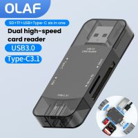 Olaf 6 In 1ไดรฟเวอร์ OTG Micro การ์ดรีดเดอร์ SD เครื่องอ่านการ์ดความจำแฟลชไดร์ฟชนิด C 3.1เพื่ออะแดปเตอร์ Usb USB3.0รองรับการ์ด SD TF คู่