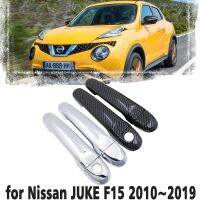 ชุดมือจับหรือแผ่นปิดประตูด้านข้างโครเมี่ยมสีดำคาร์บอนไฟเบอร์สำหรับ Nissan JUKE อินฟินิติอีเอสคิว F15 2010 ~ 2019อุปกรณ์เสริมรถยนต์2011