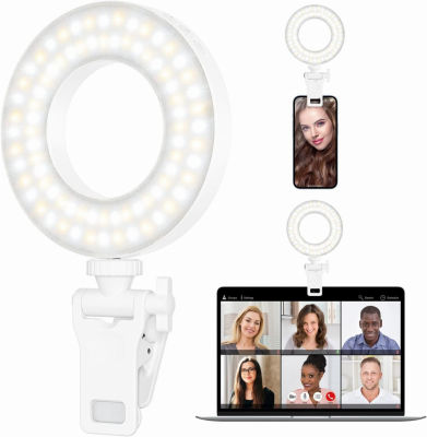 XINBAOHONG Clip on Ring Light,Rechargeable Fill Video Light for Phone,Laptop, Tablet and Computer, Portable Phone Light for Selfie TikTok Vlog Video Conference Zoom Call Photography Makeup