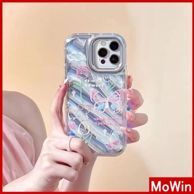 ❃ Mowin - เข้ากันได้สำหรับ เคสไอโฟน เคสไอโฟน11 เคส เลเซอร์สะท้อนแสงเคสใส เคสนิ่มถุงลมกันกระแทก ใช้ได้กับ iPhone 13 max 12