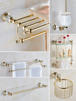 Free Shipping Golden Bathroom Hardware Accessories Set Towel Rack Shelf Cup Holder Hook Toilet Brush Paper Holder Soap Dish