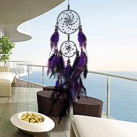 [Beautifulhome] สีม่วง Dream Catcher Feathers แขวนผนังบ้านประดับรถเครื่องประดับ