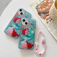 เคสโทรศัพท์มือถือแบบนิ่ม TPU กันกระแทก ลายนางเงือก พร้อมสายคล้องข้อมือ และสายคล้อง สําหรับ IPhone 14 Pro Max 13 Pro Max 12 Pro Max 11 〖WYUE〗