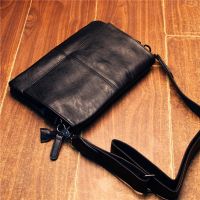 mens shoulder bag Korean style trendy casual soft leather flip-top diagonal student school IPAD