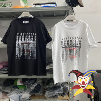 ผ้าหนัก MM6 Margiela เสื้อยืดผู้ชายผู้หญิงสบายๆกราฟฟิตีตัวอักษรและตัวเลขพิมพ์ O Versize U Nisex เสื้อยืดด้านบน Tee