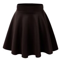 【CC】✠卍  Shipping Flared Color Above Knee Stretchy Pleated Skirt 5 Sizes