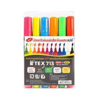 ปากกาไวท์บอร์ด สีสะท้อนแสงลบได้ TEX 713 ขนาด2มม.12สี