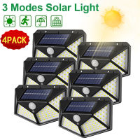 4Pcs 30100 LED โคมไฟติดผนังพลังงานแสงอาทิตย์โคมไฟพลังงานแสงอาทิตย์กลางแจ้ง PIR Motion Sensor Solar Powered Sunlight Street Wall Lamp For Garden Light