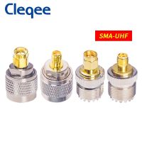 Cleqee 4PCS/SET UHF Male Fmale PL259 SO239 to SMA Male Female Connector RF Coax Coaxial Adapter Kit Gold Plated SMA