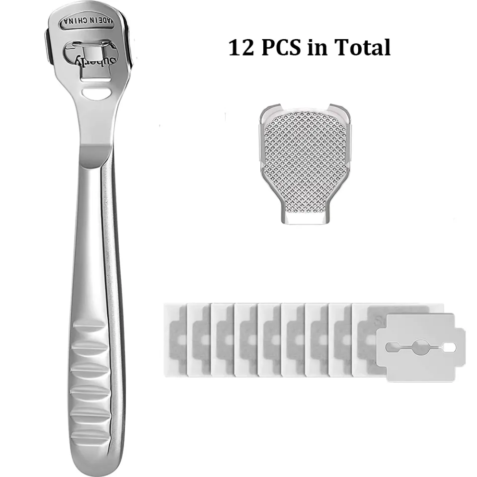 Scraper Pedicure Tool Pedicure Callus Shaver Sets with Case Foot Files Kit  Foot File Heads 10 Replacement Blades 