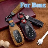 ♦☁✶ Crazy Horse Leather Car Remote Key Cover Case for Benz 2017 E Class W213 E200 E260 E300 E320 2018 S Class GLS GLA Accessories