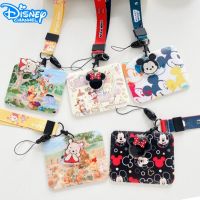 Disney Credential Holder Mickey Mouse Long Rope Hanging Neck Horizontal Card Holders Stitch Keychain Pooh Bear Id Card Holder