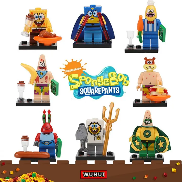 WUHUI 8PCS SpongeBob SquarePants Minifigures Toy LeGoIng Toy Building ...