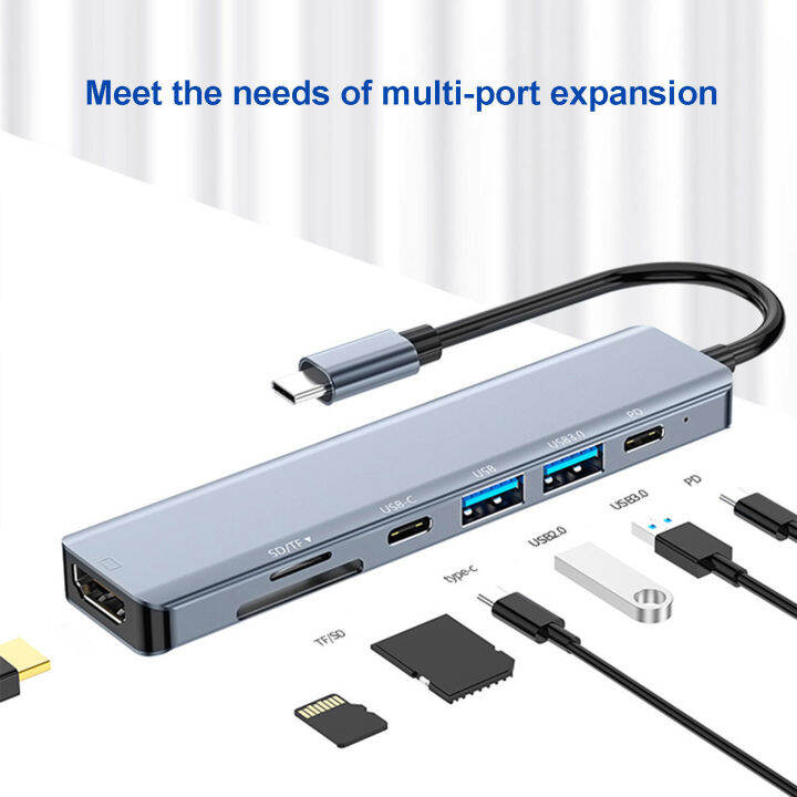 yeqinhuia-usb-3-0แท่นวางมือถืออุปกรณ์เสริมสำหรับการเชื่อมต่อกับแลบทอป-usb-แท่นวางมือถืออุปกรณ์เสริมสำหรับการเชื่อมต่อกับแลบทอป-usb-7-in-1แท่นวางมือถือฮับต่อพ่วง-usb-ความเร็วสูงพร้อม-pd-ชาร์จบัตร-tf-เค