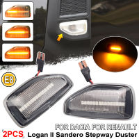 เลี้ยวไฟกระพริบโคมไฟสำหรับ Dacia โลแกน Sandero 2 2012 2013 2014 2015 2016-2020เรโนลต์ Stepway LED แบบไดนามิกด้านเครื่องหมายแสง